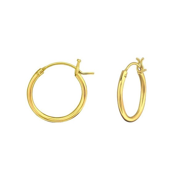 Sterling Silver Hoop Earrings 14mm - Picture 1 of 10